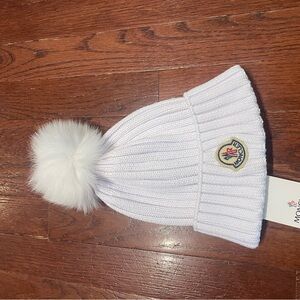 Moncler White Knit Beanie